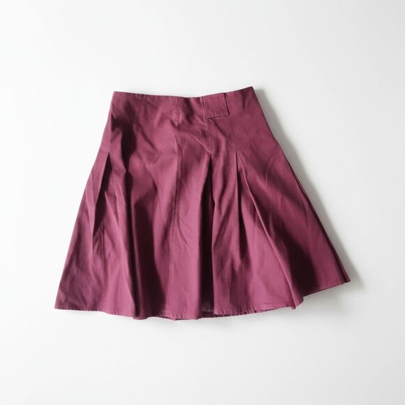 D&G Dolce & Gabbana Maroon Pleated Mini Skirt Size 26/40 Made in Italy - Picture 1 of 10